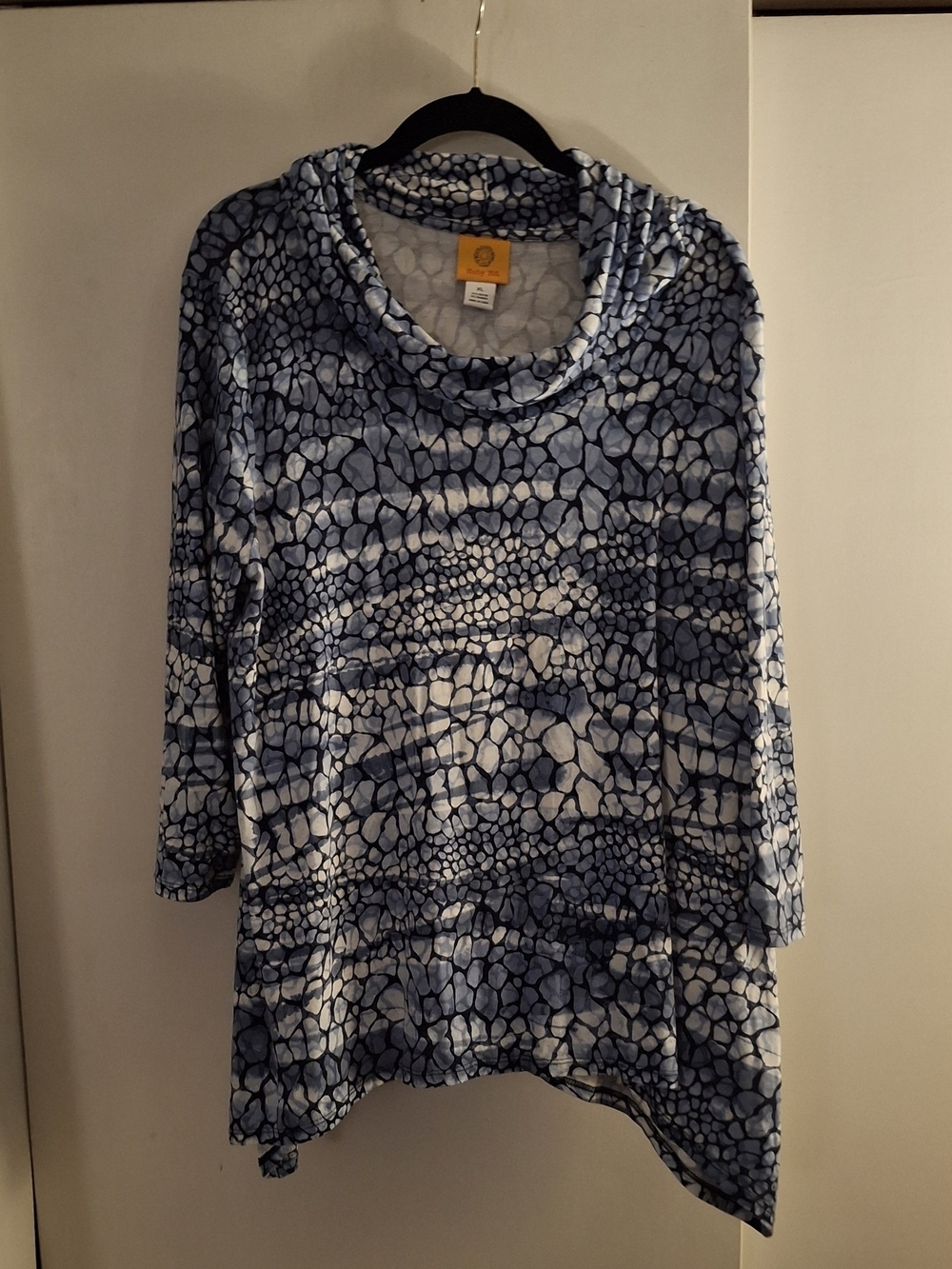 Ruby Rd. Cowl Neck Blue Patterned Women’s Top